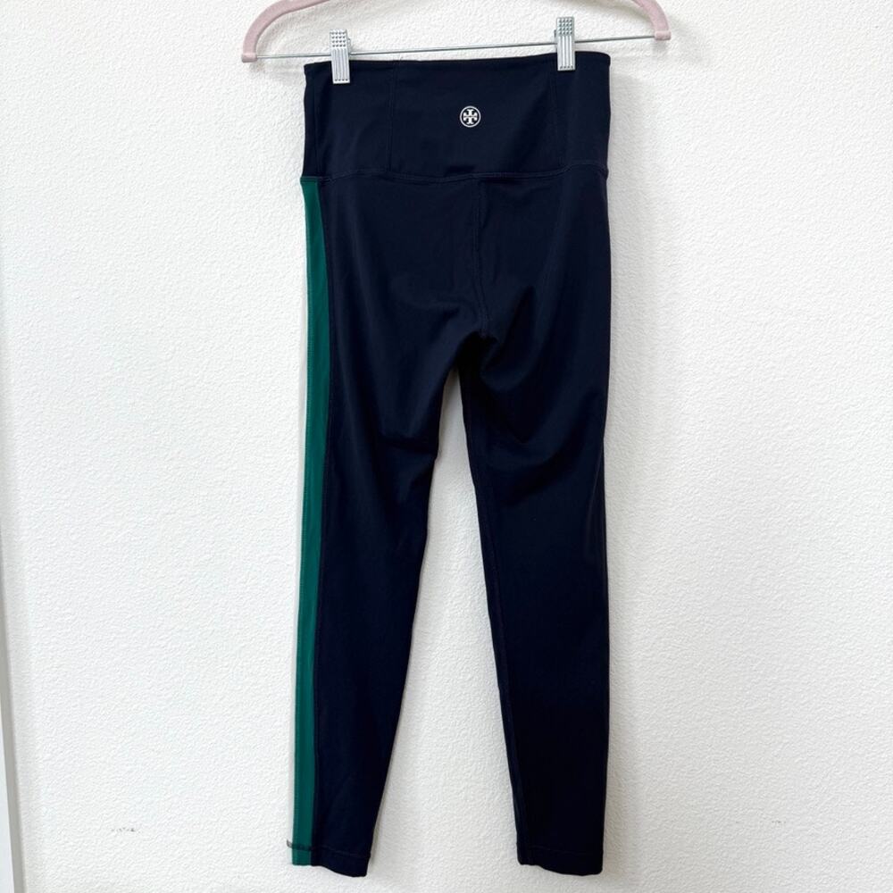 TORY SPORT Racing Stripe Leggings Navy Green Logo High Rise Athleisure Small - Picture 4 of 7